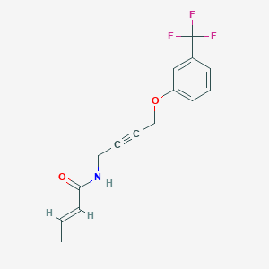 molecular formula C15H14F3NO2 B2524686 (E)-N-(4-(3-(trifluoromethyl)phenoxy)but-2-yn-1-yl)but-2-enamide CAS No. 1421587-80-5