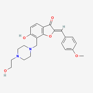molecular formula C23H26N2O5 B2524720 (Z)-6-羟基-7-((4-(2-羟乙基)哌嗪-1-基)甲基)-2-(4-甲氧基苄叉亚甲基)苯并呋喃-3(2H)-酮 CAS No. 869078-53-5