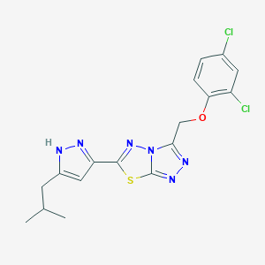molecular formula C17H16Cl2N6OS B252473 2,4-dichlorophenyl [6-(3-isobutyl-1H-pyrazol-5-yl)[1,2,4]triazolo[3,4-b][1,3,4]thiadiazol-3-yl]methyl ether 