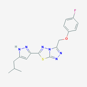 molecular formula C17H17FN6OS B252474 4-fluorophenyl [6-(3-isobutyl-1H-pyrazol-5-yl)[1,2,4]triazolo[3,4-b][1,3,4]thiadiazol-3-yl]methyl ether 