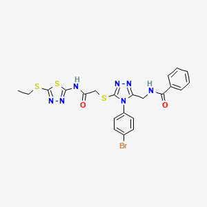 N-((4-(4-bromophenyl)-5-((2-((5-(ethylthio)-1,3,4-thiadiazol-2-yl)amino)-2-oxoethyl)thio)-4H-1,2,4-triazol-3-yl)methyl)benzamide