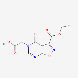 molecular formula C10H9N3O6 B2524758 2-(3-Ethoxycarbonyl-4-oxo-[1,2]oxazolo[5,4-d]pyrimidin-5-yl)acetic acid CAS No. 950275-59-9
