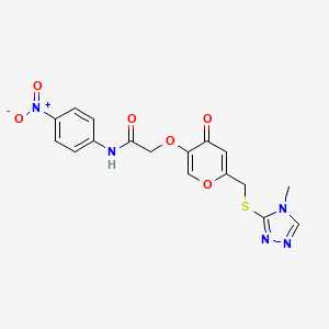 2-((6-(((4-methyl-4H-1,2,4-triazol-3-yl)thio)methyl)-4-oxo-4H-pyran-3-yl)oxy)-N-(4-nitrophenyl)acetamide
