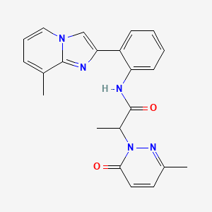 molecular formula C22H21N5O2 B2524769 2-(3-methyl-6-oxopyridazin-1(6H)-yl)-N-(2-(8-methylimidazo[1,2-a]pyridin-2-yl)phenyl)propanamide CAS No. 1795443-58-1