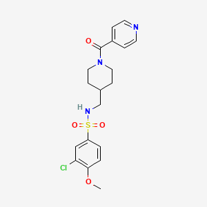 molecular formula C19H22ClN3O4S B2524774 3-chloro-N-((1-isonicotinoylpiperidin-4-yl)methyl)-4-methoxybenzenesulfonamide CAS No. 1396759-94-6