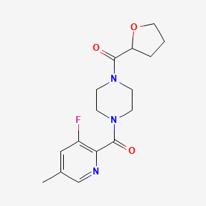 molecular formula C16H20FN3O3 B2524779 1-(3-Fluoro-5-methylpyridine-2-carbonyl)-4-(oxolane-2-carbonyl)piperazine CAS No. 2415572-34-6