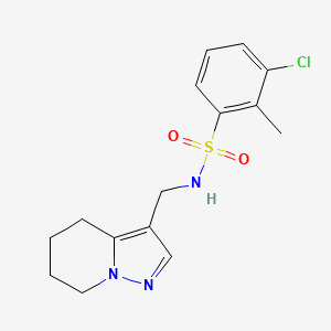 molecular formula C15H18ClN3O2S B2524786 3-chloro-2-methyl-N-((4,5,6,7-tetrahydropyrazolo[1,5-a]pyridin-3-yl)methyl)benzenesulfonamide CAS No. 2034246-08-5