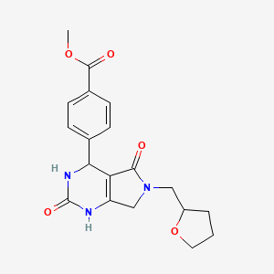 molecular formula C19H21N3O5 B2524791 methyl 4-(2,5-dioxo-6-((tetrahydrofuran-2-yl)methyl)-2,3,4,5,6,7-hexahydro-1H-pyrrolo[3,4-d]pyrimidin-4-yl)benzoate CAS No. 941029-44-3