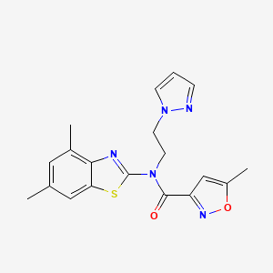 molecular formula C19H19N5O2S B2524795 N-(2-(1H-吡唑-1-基)乙基)-N-(4,6-二甲基苯并[d]噻唑-2-基)-5-甲基异恶唑-3-甲酰胺 CAS No. 1170568-37-2