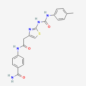 molecular formula C20H19N5O3S B2524806 4-(2-(2-(3-(对甲苯基)脲基)噻唑-4-基)乙酰氨基)苯甲酰胺 CAS No. 921475-33-4