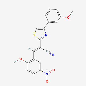 molecular formula C20H15N3O4S B2524810 (E)-3-(2-甲氧基-5-硝基苯基)-2-(4-(3-甲氧基苯基)噻唑-2-基)丙烯腈 CAS No. 683256-02-2