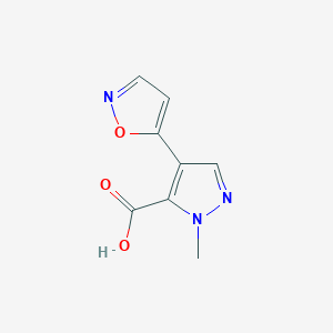 molecular formula C8H7N3O3 B2524813 4-isoxazol-5-yl-1-methyl-1H-pyrazole-5-carboxylic acid CAS No. 925200-28-8
