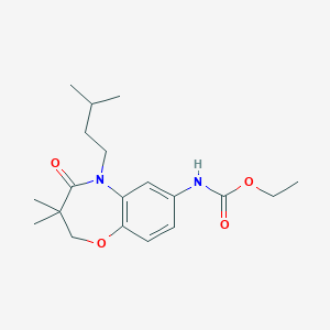 molecular formula C19H28N2O4 B2524815 乙基(5-异戊基-3,3-二甲基-4-氧代-2,3,4,5-四氢苯并[b][1,4]恶二嗪-7-基)氨基甲酸酯 CAS No. 921778-01-0