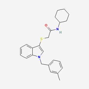molecular formula C24H28N2OS B2524816 N-cyclohexyl-2-((1-(3-methylbenzyl)-1H-indol-3-yl)thio)acetamide CAS No. 681275-79-6