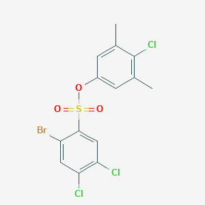 molecular formula C14H10BrCl3O3S B2524821 4-Chloro-3,5-dimethylphenyl 2-bromo-4,5-dichlorobenzene-1-sulfonate CAS No. 2361710-10-1