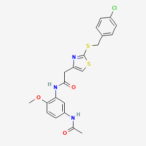 B2524829 N-(5-acetamido-2-methoxyphenyl)-2-(2-((4-chlorobenzyl)thio)thiazol-4-yl)acetamide CAS No. 953983-23-8