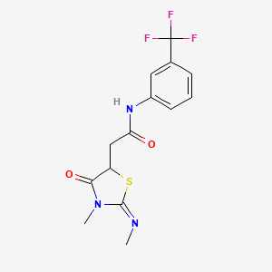 molecular formula C14H14F3N3O2S B2524830 2-(3-甲基-2-甲基亚氨基-4-氧代-1,3-噻唑烷-5-基)-N-[3-(三氟甲基)苯基]乙酰胺 CAS No. 1164486-20-7