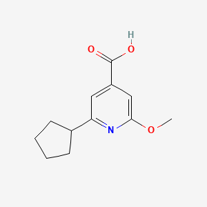 molecular formula C12H15NO3 B2524832 2-Cyclopentyl-6-methoxyisonicotinic acid CAS No. 1122089-67-1