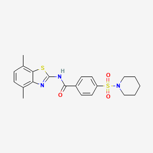 molecular formula C21H23N3O3S2 B2524838 N-(4,7-二甲基苯并[d]噻唑-2-基)-4-(哌啶-1-基磺酰基)苯甲酰胺 CAS No. 905692-54-8