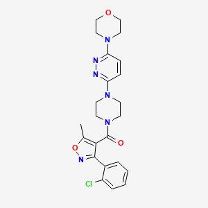 molecular formula C23H25ClN6O3 B2524853 (3-(2-Chlorophenyl)-5-methylisoxazol-4-yl)(4-(6-morpholinopyridazin-3-yl)piperazin-1-yl)methanone CAS No. 898453-71-9