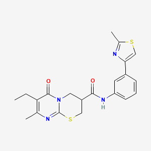 molecular formula C21H22N4O2S2 B2524854 7-ethyl-8-methyl-N-(3-(2-methylthiazol-4-yl)phenyl)-6-oxo-2,3,4,6-tetrahydropyrimido[2,1-b][1,3]thiazine-3-carboxamide CAS No. 1421524-99-3