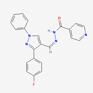 molecular formula C22H16FN5O B2524857 (Z)-N'-((3-(4-氟苯基)-1-苯基-1H-吡唑-4-基)亚甲基)异烟酰肼 CAS No. 351471-46-0