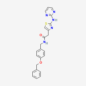 molecular formula C23H21N5O2S B2524858 N-(4-(benzyloxy)benzyl)-2-(2-(pyrimidin-2-ylamino)thiazol-4-yl)acetamide CAS No. 1226441-36-6