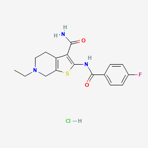 molecular formula C17H19ClFN3O2S B2524860 6-Ethyl-2-(4-fluorobenzamido)-4,5,6,7-tetrahydrothieno[2,3-c]pyridine-3-carboxamide hydrochloride CAS No. 1330295-25-4