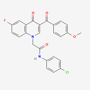 molecular formula C25H18ClFN2O4 B2524861 N-(4-chlorophenyl)-2-[6-fluoro-3-(4-methoxybenzoyl)-4-oxoquinolin-1-yl]acetamide CAS No. 866348-75-6