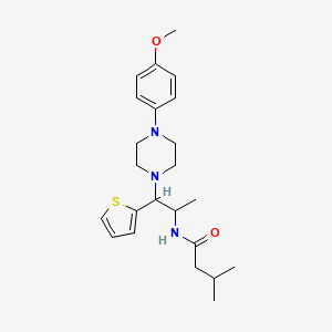 molecular formula C23H33N3O2S B2524865 N-(1-(4-(4-methoxyphenyl)piperazin-1-yl)-1-(thiophen-2-yl)propan-2-yl)-3-methylbutanamide CAS No. 887206-46-4