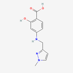 molecular formula C12H13N3O3 B2524872 2-羟基-4-[[(1-甲基-1H-吡唑-3-基)甲基]氨基]苯甲酸 CAS No. 1006465-90-2