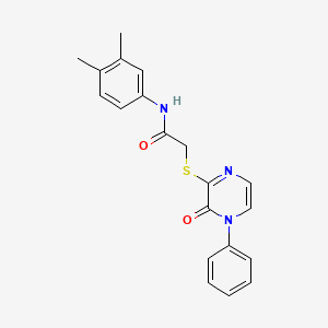 molecular formula C20H19N3O2S B2524878 N-(3,4-dimethylphenyl)-2-[(3-oxo-4-phenyl-3,4-dihydropyrazin-2-yl)thio]acetamide CAS No. 895123-56-5