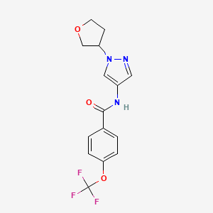 molecular formula C15H14F3N3O3 B2524887 N-(1-(tetrahydrofuran-3-yl)-1H-pyrazol-4-yl)-4-(trifluoromethoxy)benzamide CAS No. 1797086-53-3