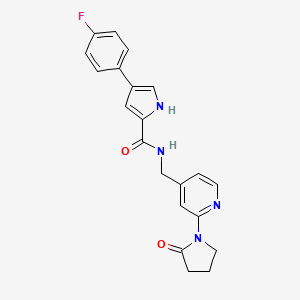 4-(4-fluorophenyl)-N-((2-(2-oxopyrrolidin-1-yl)pyridin-4-yl)methyl)-1H-pyrrole-2-carboxamide
