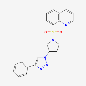 molecular formula C21H19N5O2S B2524900 8-((3-(4-苯基-1H-1,2,3-三唑-1-基)吡咯烷-1-基)磺酰基)喹啉 CAS No. 2034445-79-7