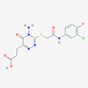 3-(4-Amino-3-((2-((3-chloro-4-fluorophenyl)amino)-2-oxoethyl)thio)-5-oxo-4,5-dihydro-1,2,4-triazin-6-yl)propanoic acid