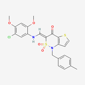 (3Z)-3-{[(5-chloro-2,4-dimethoxyphenyl)amino]methylene}-1-(4-methylbenzyl)-1H-thieno[3,2-c][1,2]thiazin-4(3H)-one 2,2-dioxide