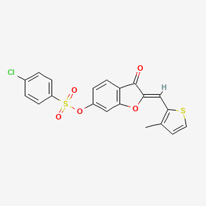 B2524922 (Z)-2-((3-methylthiophen-2-yl)methylene)-3-oxo-2,3-dihydrobenzofuran-6-yl 4-chlorobenzenesulfonate CAS No. 929472-63-9