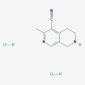 molecular formula C10H13Cl2N3 B2524931 3-甲基-5,6,7,8-四氢-2,7-萘啶-4-腈二盐酸盐 CAS No. 2169998-46-1