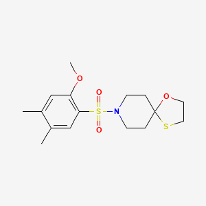 molecular formula C16H23NO4S2 B2524936 8-((2-甲氧基-4,5-二甲苯基)磺酰基)-1-氧杂-4-硫杂-8-氮杂螺[4.5]癸烷 CAS No. 1351602-76-0