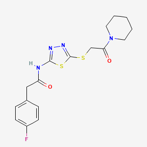 B2524937 2-(4-fluorophenyl)-N-(5-((2-oxo-2-(piperidin-1-yl)ethyl)thio)-1,3,4-thiadiazol-2-yl)acetamide CAS No. 476466-54-3