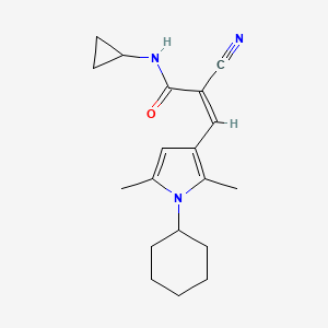 molecular formula C19H25N3O B2524945 (Z)-2-氰基-3-(1-环己基-2,5-二甲基吡咯-3-基)-N-环丙基丙-2-烯酰胺 CAS No. 885294-29-1