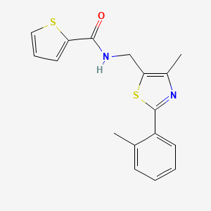 molecular formula C17H16N2OS2 B2524946 N-((4-methyl-2-(o-tolyl)thiazol-5-yl)methyl)thiophene-2-carboxamide CAS No. 1448078-05-4