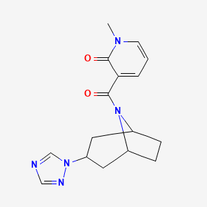molecular formula C16H19N5O2 B2524952 3-((1R,5S)-3-(1H-1,2,4-triazol-1-yl)-8-azabicyclo[3.2.1]octane-8-carbonyl)-1-methylpyridin-2(1H)-one CAS No. 2309709-63-3