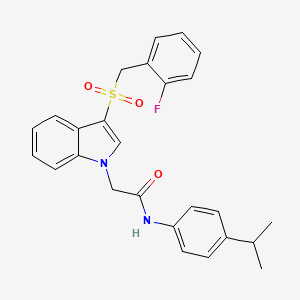 molecular formula C26H25FN2O3S B2524956 2-(3-((2-fluorobenzyl)sulfonyl)-1H-indol-1-yl)-N-(4-isopropylphenyl)acetamide CAS No. 895996-78-8