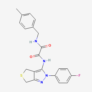 molecular formula C21H19FN4O2S B2524959 N'-[2-(4-fluorophenyl)-4,6-dihydrothieno[3,4-c]pyrazol-3-yl]-N-[(4-methylphenyl)methyl]oxamide CAS No. 946332-16-7