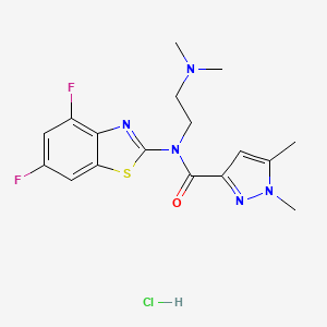 molecular formula C17H20ClF2N5OS B2524960 N-(4,6-difluorobenzo[d]thiazol-2-yl)-N-(2-(dimethylamino)ethyl)-1,5-dimethyl-1H-pyrazole-3-carboxamide hydrochloride CAS No. 1217178-85-2