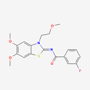 molecular formula C19H19FN2O4S B2524966 (Z)-N-(5,6-dimethoxy-3-(2-methoxyethyl)benzo[d]thiazol-2(3H)-ylidene)-3-fluorobenzamide CAS No. 895449-34-0