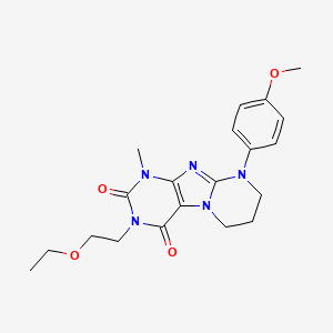 molecular formula C20H25N5O4 B2524968 3-(2-乙氧基乙基)-9-(4-甲氧基苯基)-1-甲基-7,8-二氢-6H-嘌呤[7,8-a]嘧啶-2,4-二酮 CAS No. 847272-38-2