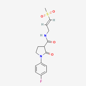 molecular formula C15H17FN2O4S B2524971 1-(4-Fluorophenyl)-N-[(E)-3-methylsulfonylprop-2-enyl]-2-oxopyrrolidine-3-carboxamide CAS No. 2305570-76-5